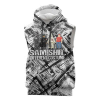 Same Shit Different Costume Sleeveless Hoodie Monochrome Gritty Texture