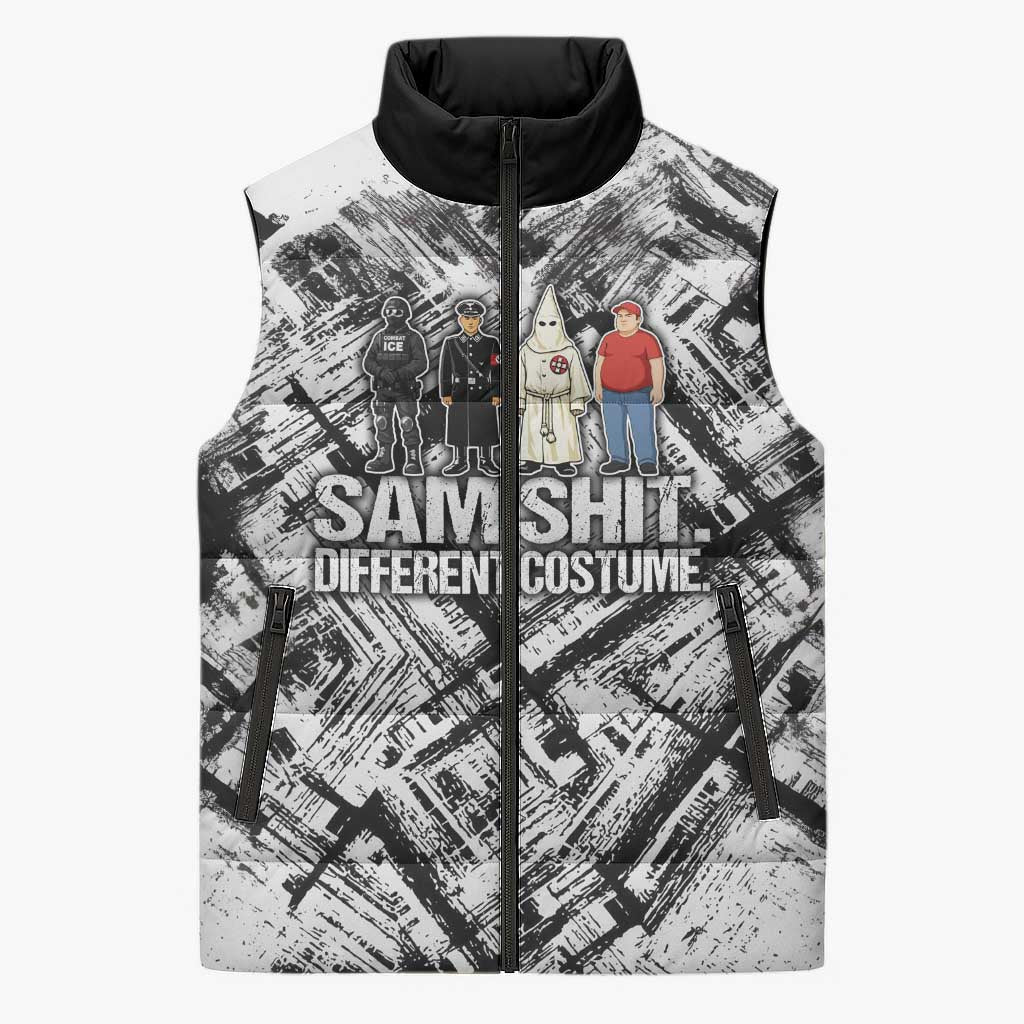 Same Shit Different Costume Sleeveless Puffer Jacket Monochrome Gritty Texture