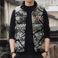 Same Shit Different Costume Sleeveless Puffer Jacket Monochrome Gritty Texture
