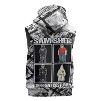 Same Shit Different Costume Sleeveless Zip Hoodie Monochrome Gritty Texture