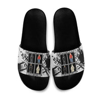 Same Shit Different Costume Slide Sandals Monochrome Gritty Texture