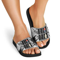 Same Shit Different Costume Slide Sandals Monochrome Gritty Texture