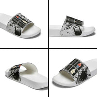 Same Shit Different Costume Slide Sandals Monochrome Gritty Texture