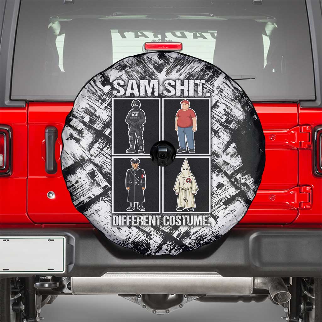 Same Shit Different Costume Spare Tire Cover Monochrome Gritty Texture