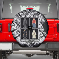 Same Shit Different Costume Spare Tire Cover Monochrome Gritty Texture