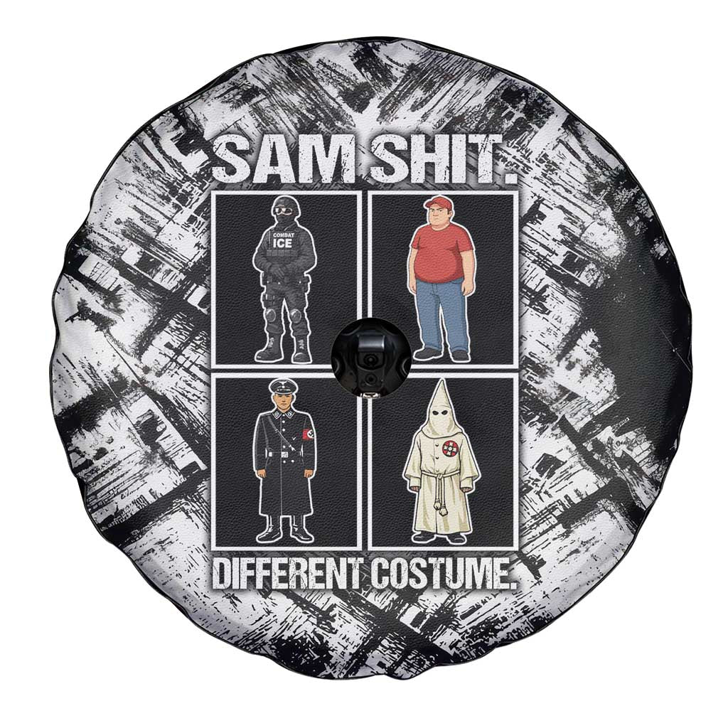 Same Shit Different Costume Spare Tire Cover Monochrome Gritty Texture