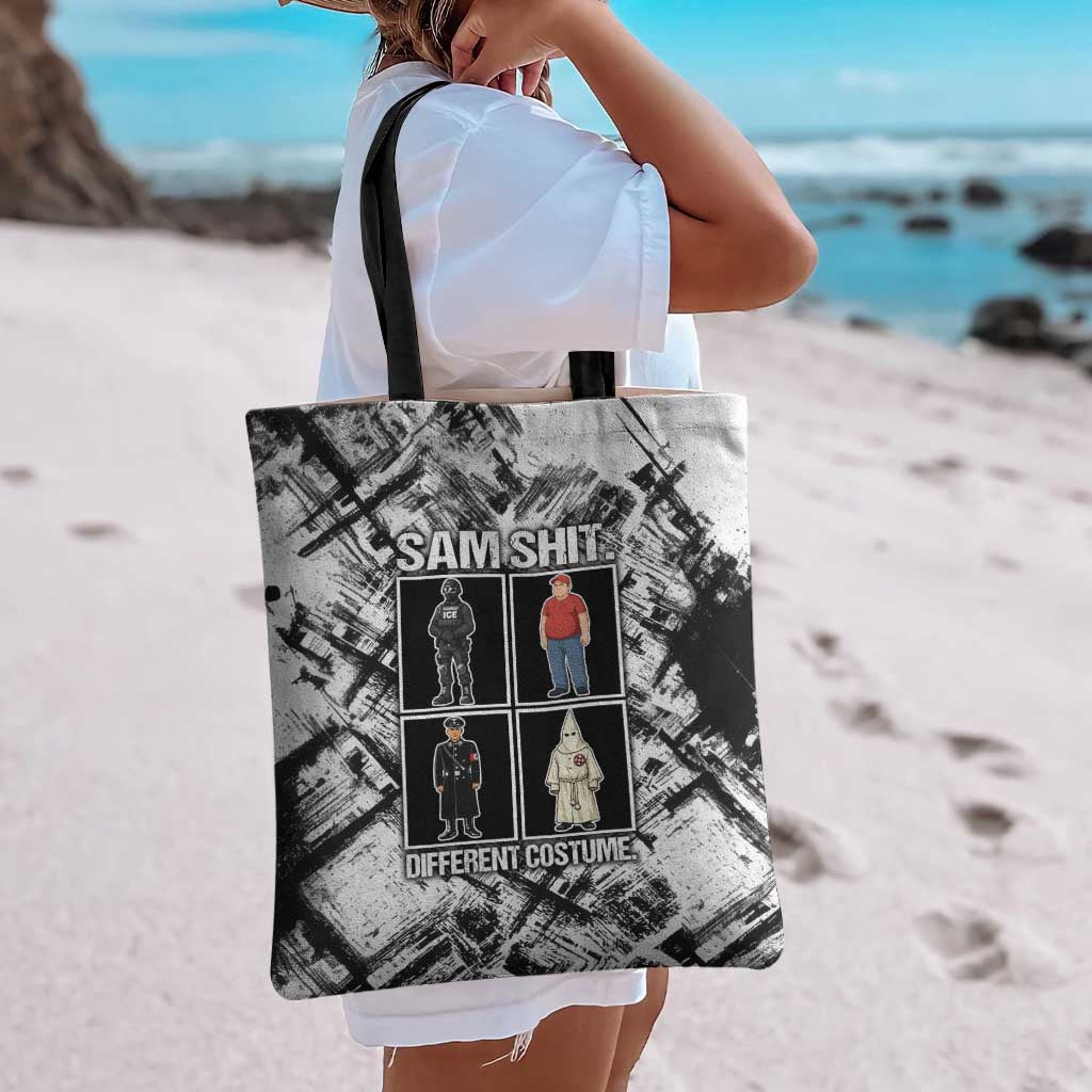 Same Shit Different Costume Tote Bag Monochrome Gritty Texture