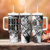Same Shit Different Costume Tumbler With Handle Monochrome Gritty Texture