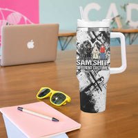 Same Shit Different Costume Tumbler With Handle Monochrome Gritty Texture