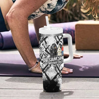 Same Shit Different Costume Tumbler With Handle Monochrome Gritty Texture