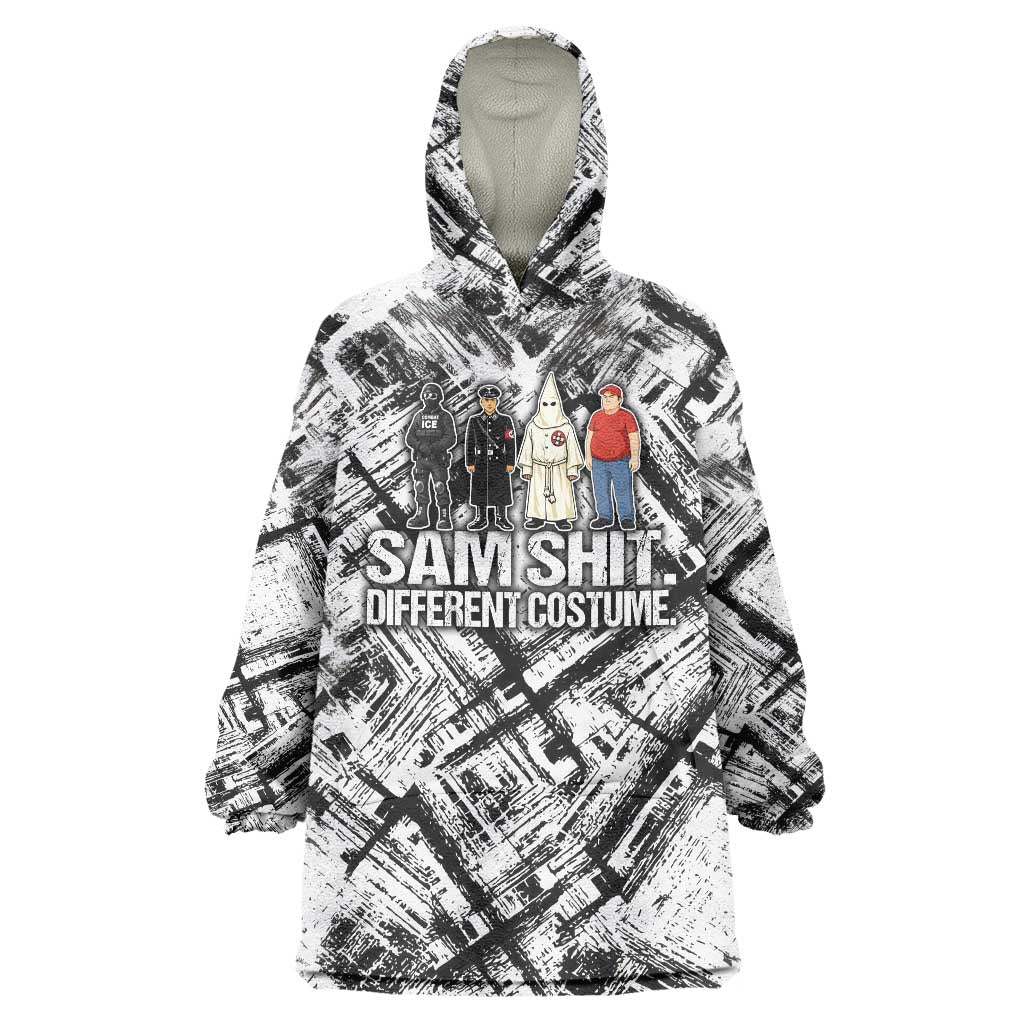 Same Shit Different Costume Wearable Blanket Hoodie Monochrome Gritty Texture