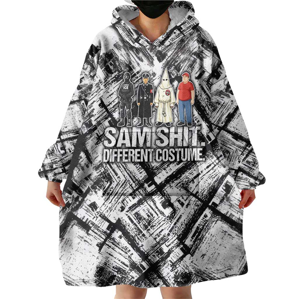 Same Shit Different Costume Wearable Blanket Hoodie Monochrome Gritty Texture