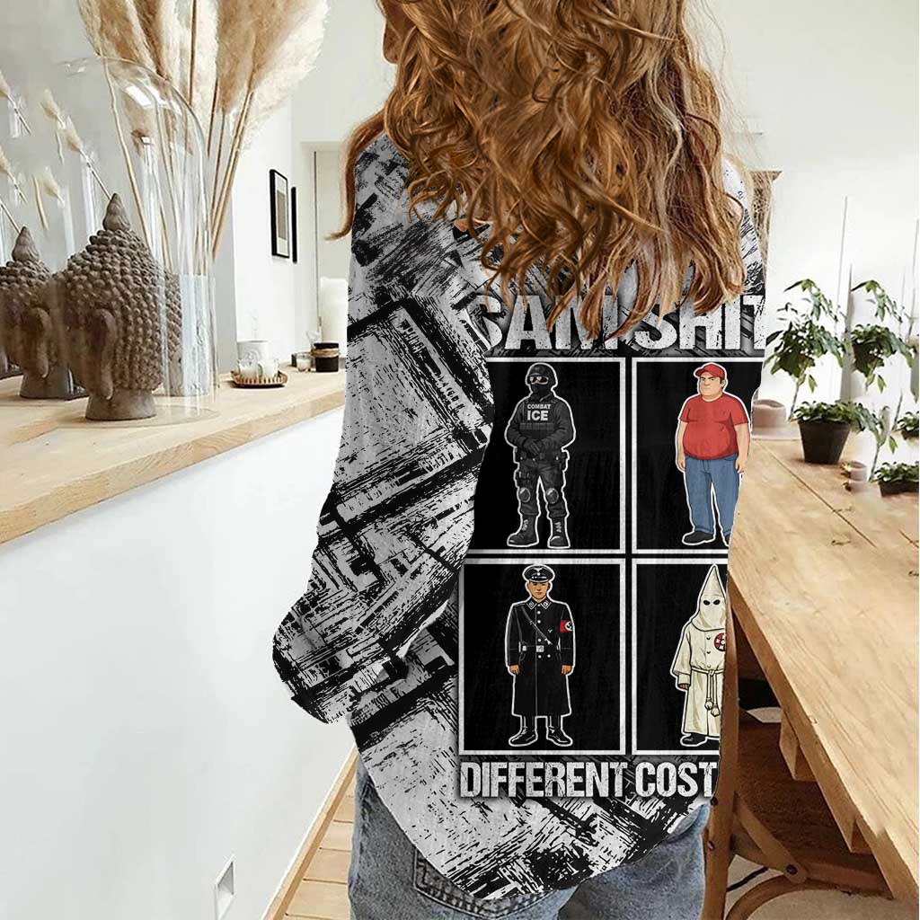 Same Shit Different Costume Women Casual Shirt Monochrome Gritty Texture
