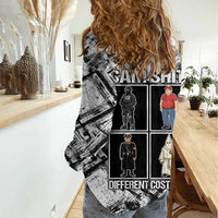 Same Shit Different Costume Women Casual Shirt Monochrome Gritty Texture
