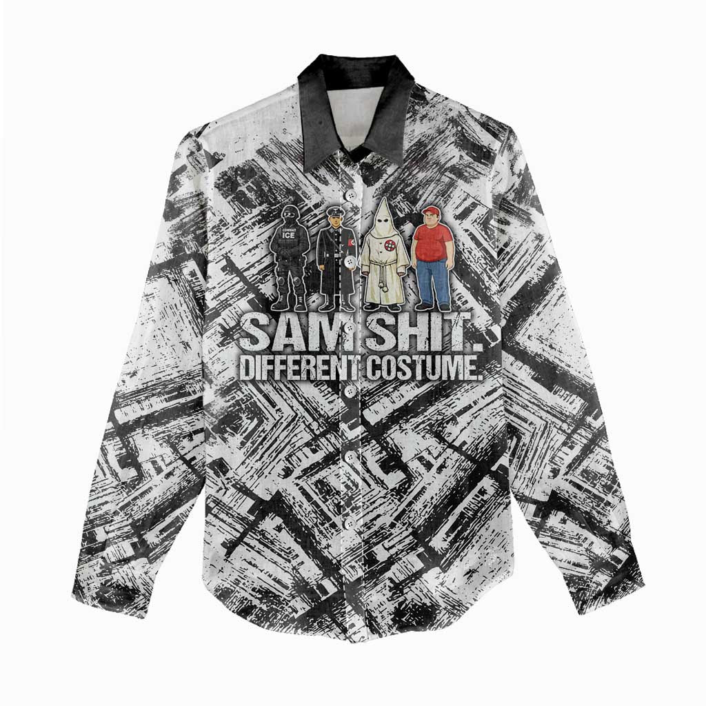 Same Shit Different Costume Women Casual Shirt Monochrome Gritty Texture