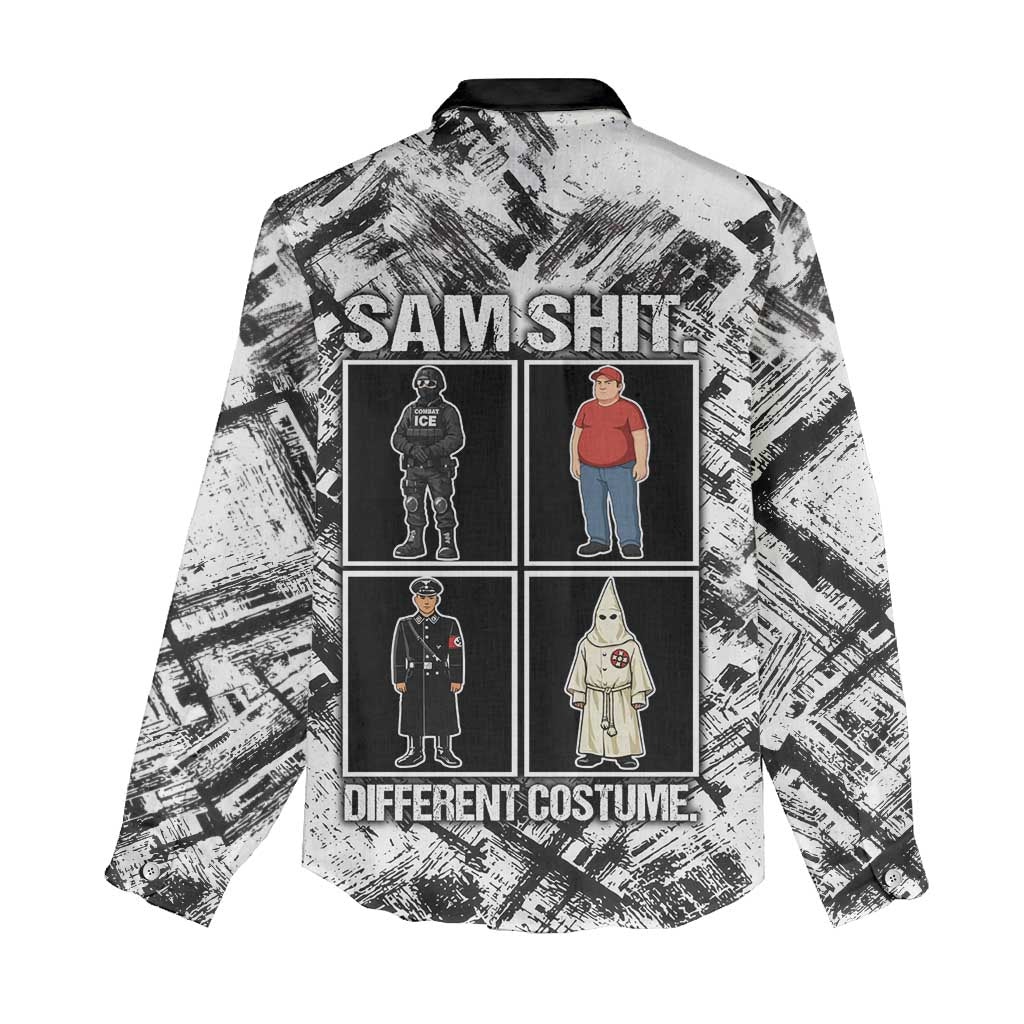 Same Shit Different Costume Women Casual Shirt Monochrome Gritty Texture