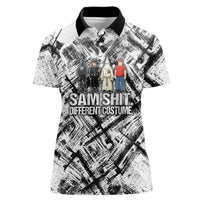 Same Shit Different Costume Women Polo Shirt Monochrome Gritty Texture