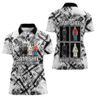 Same Shit Different Costume Women Polo Shirt Monochrome Gritty Texture