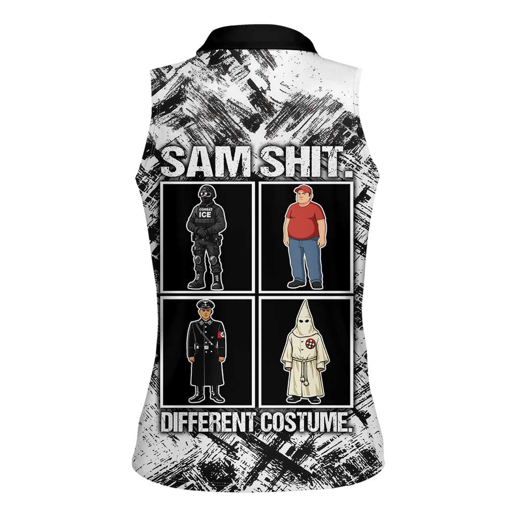 Same Shit Different Costume Women Sleeveless Polo Shirt Monochrome Gritty Texture
