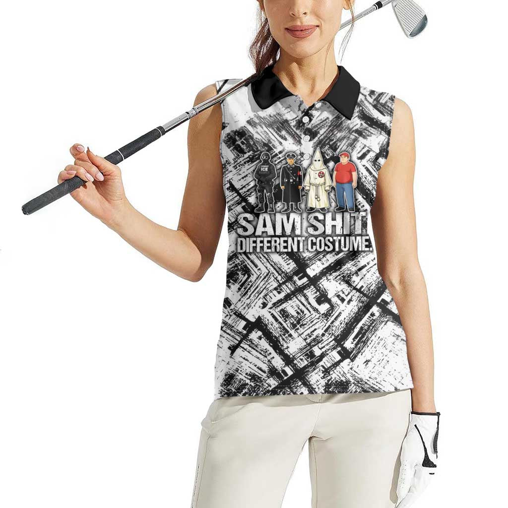 Same Shit Different Costume Women Sleeveless Polo Shirt Monochrome Gritty Texture