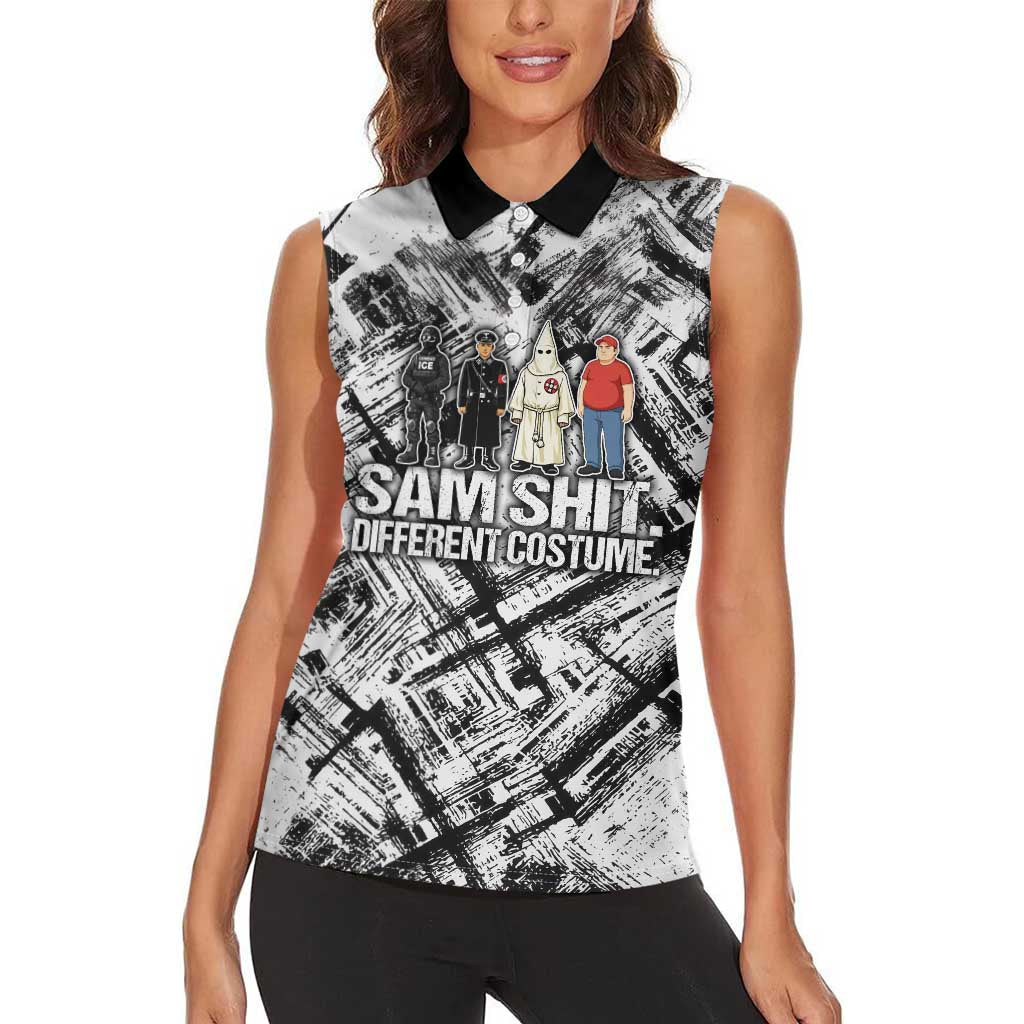 Same Shit Different Costume Women Sleeveless Polo Shirt Monochrome Gritty Texture