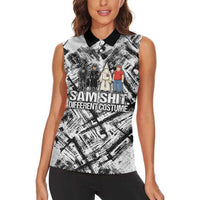 Same Shit Different Costume Women Sleeveless Polo Shirt Monochrome Gritty Texture