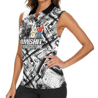 Same Shit Different Costume Women Sleeveless Polo Shirt Monochrome Gritty Texture