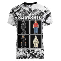 Same Shit Different Costume Women V-Neck T-Shirt Monochrome Gritty Texture