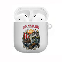 Denmark Kongeriget Heritage AirPods Case Vintage Viking Ship And Nyhavn Scenic Illustration