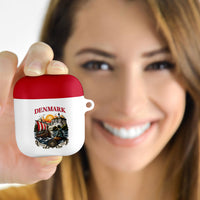 Denmark Kongeriget Heritage AirPods Case Vintage Viking Ship And Nyhavn Scenic Illustration