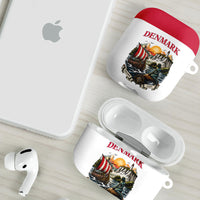 Denmark Kongeriget Heritage AirPods Case Vintage Viking Ship And Nyhavn Scenic Illustration