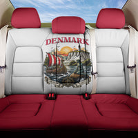 Denmark Kongeriget Heritage Back Car Seat Cover Vintage Viking Ship And Nyhavn Scenic Illustration