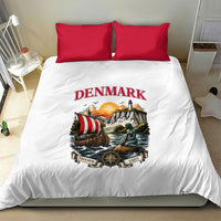 Denmark Kongeriget Heritage Bedding Set Vintage Viking Ship And Nyhavn Scenic Illustration
