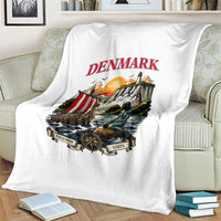 Denmark Kongeriget Heritage Blanket Vintage Viking Ship And Nyhavn Scenic Illustration