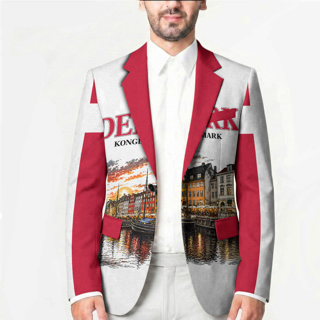 Denmark Kongeriget Heritage Blazer Vintage Viking Ship And Nyhavn Scenic Illustration
