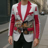 Denmark Kongeriget Heritage Blazer Vintage Viking Ship And Nyhavn Scenic Illustration