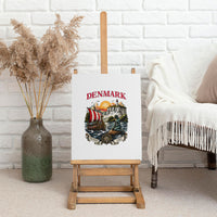 Denmark Kongeriget Heritage Canvas Wall Art Vintage Viking Ship And Nyhavn Scenic Illustration