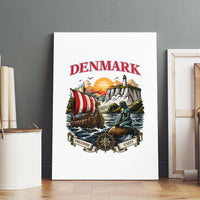 Denmark Kongeriget Heritage Canvas Wall Art Vintage Viking Ship And Nyhavn Scenic Illustration