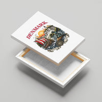 Denmark Kongeriget Heritage Canvas Wall Art Vintage Viking Ship And Nyhavn Scenic Illustration