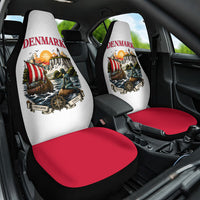 Denmark Kongeriget Heritage Car Seat Cover Vintage Viking Ship And Nyhavn Scenic Illustration