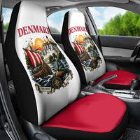Denmark Kongeriget Heritage Car Seat Cover Vintage Viking Ship And Nyhavn Scenic Illustration