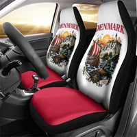 Denmark Kongeriget Heritage Car Seat Cover Vintage Viking Ship And Nyhavn Scenic Illustration