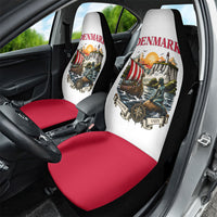 Denmark Kongeriget Heritage Car Seat Cover Vintage Viking Ship And Nyhavn Scenic Illustration