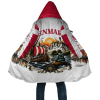 Denmark Kongeriget Heritage Cloak Vintage Viking Ship And Nyhavn Scenic Illustration