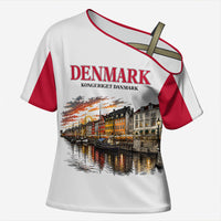Denmark Kongeriget Heritage Cross Shoulder Shirt Vintage Viking Ship And Nyhavn Scenic Illustration