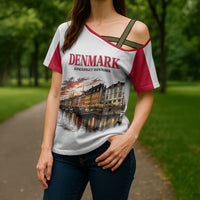 Denmark Kongeriget Heritage Cross Shoulder Shirt Vintage Viking Ship And Nyhavn Scenic Illustration