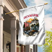 Denmark Kongeriget Heritage Garden Flag Vintage Viking Ship And Nyhavn Scenic Illustration