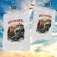 Denmark Kongeriget Heritage Garden Flag Vintage Viking Ship And Nyhavn Scenic Illustration