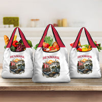 Denmark Kongeriget Heritage Grocery Bag Vintage Viking Ship And Nyhavn Scenic Illustration