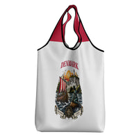 Denmark Kongeriget Heritage Grocery Bag Vintage Viking Ship And Nyhavn Scenic Illustration